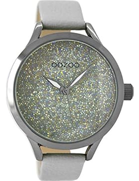 Oozoo Damenuhr mit Lederband 43 MM Glitzer Grau/Grau C9125