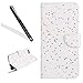 Produktbild iPhone 6S Plus Hülle,iPhone 6 Plus Schutzhülle,Leeook Luxus Luxuriös Noble Elegant Weiß Star Bling Glitzer Shiny Strass Muster Entwurf PU Leder Flip Folio Klappbares Wallet Case Handy Brieftasche Case Hülle Bookstyle Tasche Schale Weich TPU Innere Handytasche Cover mit Standfunktion Kartenfächer Magnet Silikon Back Cover Etui Skin Shell für Apple iPhone 6 Plus/6S Plus (5.5 Zoll) + 1 x Schwarz Eingabestift-White Star