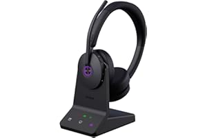 Yealink WH68 ANC DECT Wireless Headset with Microphone, 4 x AI-Mic with Noise Cancellation, 185 m Range, 32H Talk Time, On-Ear Headsets, Teams Certified Headphones Wireless for Work