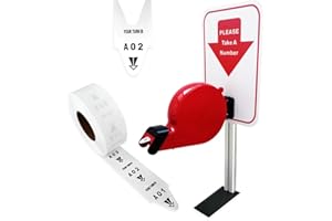 CYSSJF Chiocciola Eliminacode Con Asta,Distributore Numeri Attesa Con Rotolo Di Biglietti, Sistema Di Accodamento Con Elimina Code Ticket(2 Cifre, A00-E99, 2000 Tickets,4 Serie Di Numeri)