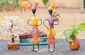 Crafticia Iron Tribal Musician Doll Set of 2 Decorative Traditional Showpiece for Gift Item Home Decor - 12 inch