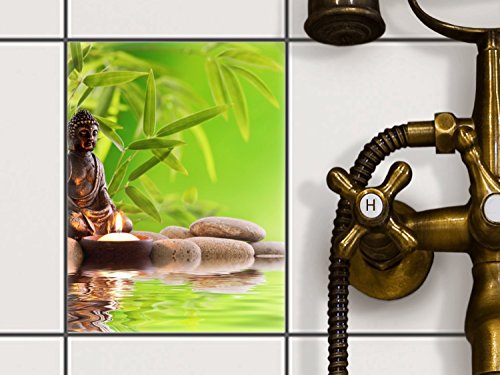 Dekorfliesen Designfolie | Fliesen-Aufkleber Folie Sticker selbstklebend Küche renovieren Bad Wand Dekoration | 15x20 cm Design Motiv Buddha Zen - 1 Stück