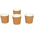 NASTEE Comfy Package Paper Ripple Cup 120 Ml for Hot Coffee Cups, Tea Cups, Cappuccino Cups to Go for Festival, Party, Events and Other -50 Pieces, Brown with Wooden Stirrers 50 Pcs