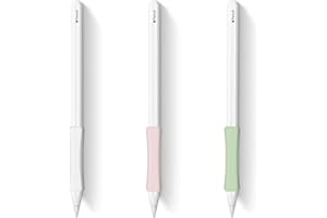 AmberVec 3 Pack Pen Grips Case Cover Silicone Sleeve Holder Compatible with Apple Pencil 2nd Generation iPencils -Green, Pink, White