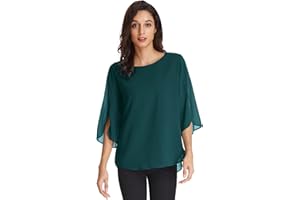 GRACE KARIN Elegancka bluzka damska z długim rękawem, szyfon, okrągły dekolt, koszulka casualowa CLAF15