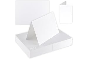 VAESSEN CREATIVE Florence Cartes Pliantes Papier Cartonné - A6 - Blanc - 100 pcs - 300 g/m² - Cartes Vierges pour Invitations, Faire Part, Cartes Postales et Cartes de Vœux Personnalisées