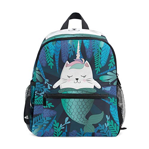 Preisvergleich Produktbild CPYang Kinder-Rucksack mit Palmenblättern, Katze, Meerjungfrau, Schultasche, Kindergarten, Kleinkinder, Vorschulrucksack für Jungen und Mädchen