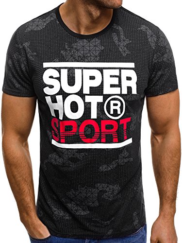OZONEE Mix Herren T-Shirt Aufdruck Kurzarm Motiv Rundhals Figurbetont Shirt Slim-Fit JS/SS393 Schwarz M OZONEE Mix Herren T-Shirt Aufdruck Kurzarm Motiv Rundhals Figurbetont Shirt Slim-Fit JS/SS393 Schwarz M