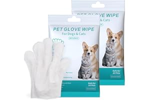 Herb Life Cleaning Glove for Dog and Cat, Wipes Gloves for Dog and Cat Fur Face, Ear, Eye, Paws Cleaning Wipes Pet Wash Free Gloves, Grooming Wipes for Pet No Rinse Thick Dog Wipes Gloves(12 Pcs)