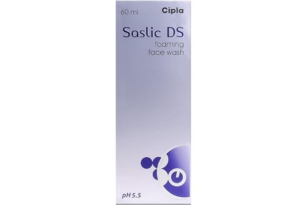 Cipla Saslic DS Foaming Face Wash 2% Salicylic Acid Acne Prevention Pore Unclogging Formula for Clear Skin 60ml
