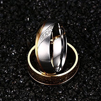 6mm Edelstahl 18k Partnerringe Silber Kristall für Mann und Frau Trend 2017 Verlobungsringe Eheringe Partnerringe Unisex (Frau, 1,9 cm) - 3