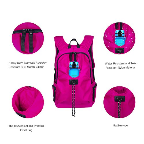CARQI Leichtes, wasserdichtes, haltbares Reise-Wandern Rucksack Daypack Rosered