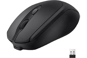 M256 Dual Mode Wireless Mouse – Bluetooth 5.2 & 2.4GHz Silent Ergonomic Mouse, Rechargeable USB-C, Adjustable 1600 DPI, Portable for Laptop, PC & MacBook, Black