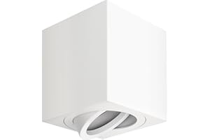 YindaLux Faretti Led Soffitto Bianco Opaco - Faretto Led Interno Orientabile a 30° - Rettangolare In Alluminio Ø 80x84mm Faretti Orientabili Da Soffitto per moduli GU10 e LED - Senza lampada 230V