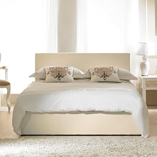 Emporia Beds 4ft Small Double Madrid Ivory Faux Leather Ottoman Bed