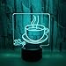 Produktbild Optical Illusions 3D Kaffee Becher Nacht Licht LED Lampen Tolle 7 Farbwechsel Berühren Tabelle Schreibtisch USB-Kabel für Kinder Schlafzimmer Geburtstagsgeschenke Geschenk
