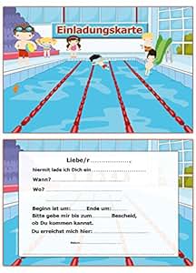 8 Einladungskarten 9. Geburtstag Schwimmbad Motif | Für Jungen & Mädchen | DIN A6 | Mit UV-Lack
