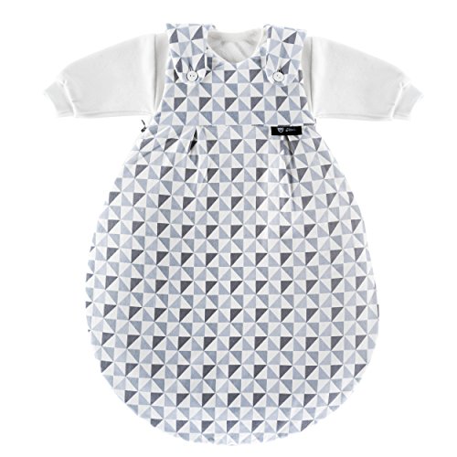 Alvi Baby Mäxchen Original / Ganzjahres Baby-Schlafsack – 3-tlg. mit gefüttertem Außensack und 2 Innensäcken mit Ärmeln / mitwachsend / Birnenform – Silber Grau - 2