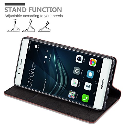 Huawei P9 Funda Estilo Libro de Cuero Sint  tico en MARR  N CAPUCHINO de Cadorabo  Dise  o IM  N INVISIBLE      Cubierta Protectora con Cierre Magn  tico  Tarjetero y Funci  n de Suporte     Protecci  n Carcasa Caja Etui Case Cover