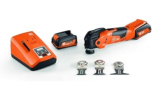 FEIN Multimaster sans fil AMM 300 Plus Start, équipement pour scier du bois, des métaux et des plastiques, Moteur DC 3 lame de scie E-Cut, 2 batteries lithium-ion (12 V/3 Ah) 1 chargeur rapide ALG 80