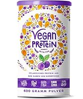 Vegan Protein | BLAUBEERE | Pflanzliches Proteinpulver aus Reis, Hanfsamen, Lupinen, Erbsen, Chia-Samen, Leinsamen, Amaranth, Sonnenblumen- und Kürbiskernen | 600 Gramm Pulver