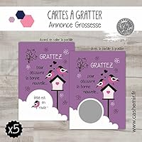 Cartes à gratter annonce grossesse originale, enceinte, maternité, heureux événement, bébé en route, lot de 5 cartes - réf.109