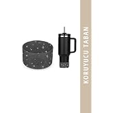 Mamastuff Stanley Quencher 1.18 Lt Uyumlu Silikon Koruyucu Altlık Taban 7.5 Cm - Simli Siyah