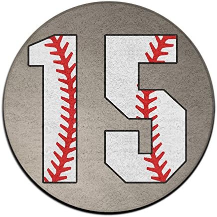 #15 Baseball Laces Baseball Mom Jersey Love Baseball Non-slip Mats Circular Carpet Mats Dining Room Bedroom Carpet Floor Mat 23.6 Inch