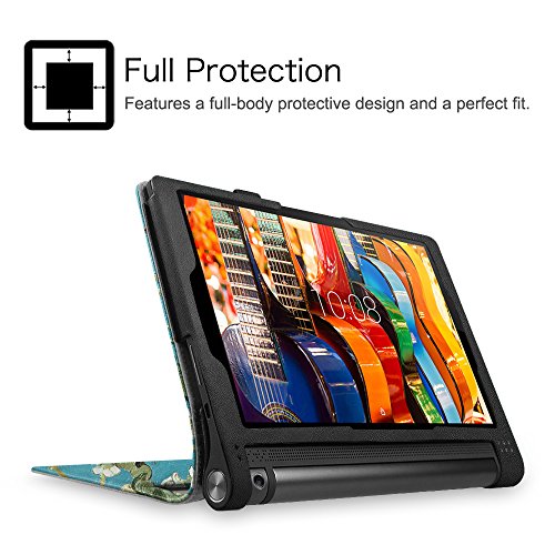 Fintie Lenovo Yoga Tablet 3 10 Hülle Case – Slim Fit Folio Premium Kunstleder Schutzhülle Tasche Etui Smart Cover mit Auto Sleep / Wake für Lenovo Yoga Tablet 3 25,7 cm (10,1 Zoll), Mandelblüten - 4