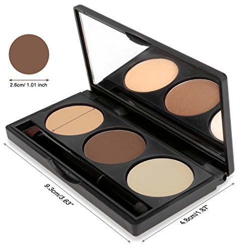 ACEVIVI 3 Farben Brauenpuder Augenbraue mit 3 Typen Augenbrauen Schablonen - 3