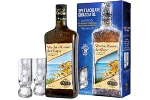 GENERICO Vecchio Amaro del Capo - CAFFO | BOTTIGLIA IN ASTUCCIO + 2 BICCHIERI FREEZER DEL CAPO ORIGINALI | 70 cl