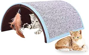 Bark n Bites Pet Carpet Arch Cat Scratch Board Toy Pet Tunnel Scratcher Lounge Superior Construction Large Bed and Activity Helps Cut Scratching Prevent Damage to Furniture Sofas