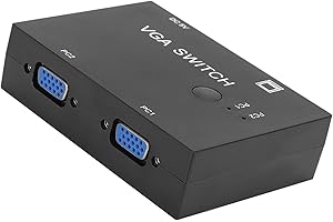 BEWINNER Switcher VGA 2-in-1-out, Scatola Switch Per 2 PC a 1 Monitor, Supporto XVGA/SVGA/UXGA/Display Multi-sincronizzazione, Splitter Adattatore Risoluzione Fino a 1920x1440 Per PC