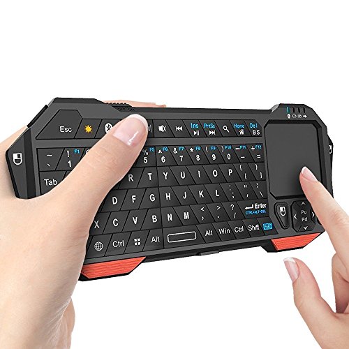 Fosmon Mini drahtlose Bluetooth-Tastatur mit Touchpad, Portable Leichtbau mini drahtloser keyboard Controller für Apple iPhone 7/6s/6s Plus/SE/5S, Samsung Galaxy S7/S7 Edge Android / Windows Smartphones, Tablette, PS3 / PS4, Laptop, Notebook und andere (Schwarz / Orange) - 10
