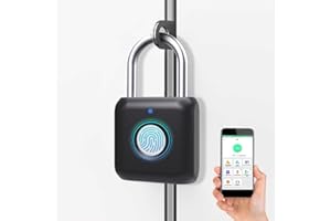 Candado con huella dactilar eLinkSmart App Locker Lock Cerradura sin llave con huella digital para armario de gimnasio, armario de escuela (App+negra)