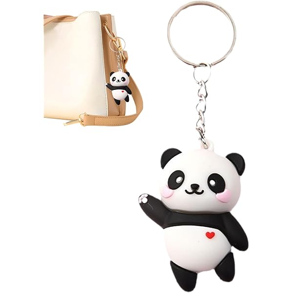 Porte-clés Panda Mignon En PVC | Accessoire Déco Pour Sac, Trousse, Cadeau Enfant – 3,5x4,9 Cm - 3