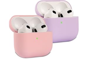 2 Stück KOKOKA Silikon Hülle Kompatibel mit Airpods 3rd Generation Case und Schutzhülle für AirPods 3, Stoßfeste Weiche Dünne Case für Airpods 3, Front-LED Sichtbar, Lavendel/Rosa
