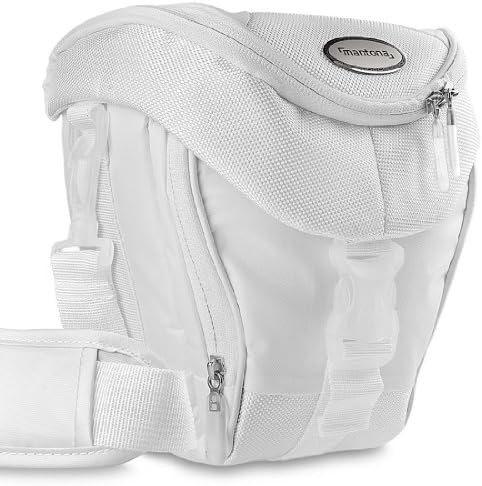 Mantona Premium Holster Bag for SLR Cameras (white, shoulder bag, quick access, dust cover)