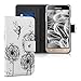 Price comparison product image kwmobile Wallet Case for Samsung Galaxy J3 (2016) DUOS - PU Leather Protective Flip Cover with Card Slots and Stand - Black White