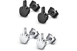 JOVIVI Mens Stud Earrings,Punk Stainless Steel Earrings Silver Black Spike Ear Studs Boys Earrings Hypoallergenic Piercing Jewellery Women,4Pairs