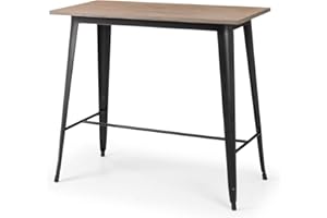 Julian Bowen Grafton Bar Table, Mocha Elm/Black,Height: 106, Width: 120, Depth: 60cm