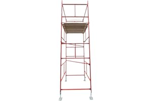 HILL TOP FABRICATIONS CO (1998) LTD - Scaffolding Tower with Boards & Adjustable Bases 4.26 Meters (14') Working Height 4x4 Base Size. Steel & Polyester Powder Coated (PPC) Quality Durable Finish.