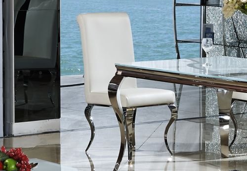 Esszimmerstuhl Luca Kunstleder weiß barock Design Stuhl Stühle Esszimmer Esszimmerstühle