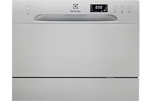 Electrolux Serie 600 Mini Lavavajillas de mesa, 55 cm, ESF2400OW, instalación libre, capacidad 6 cubiertos, 6 programas de lavado, 438 x 550 x 500 mm, plateado