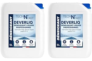 TECH N'FAST Déneigeant et dégivrant liquide - résistant jusqu'à -50°C - idéal pour les routes, allées et voitures en hiver - action rapide et efficace contre la neige et le verglas (lot de 2X5 litres)