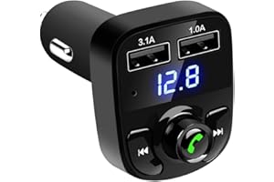 LIVERO Bluetooth FM Transmitter for Car,Bluetooth Car Adapter, Wireless in-Car Radio Adapter Car Kit with 2 USB Port Car Charger,Hands-Free Calling,Support TF Card & USB Disk