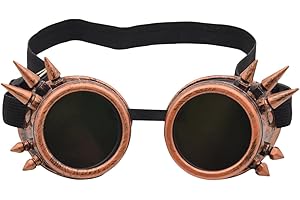 Nereds Steampunk Goggles Cyber Glasses Vintage Goggles Spiked Glasses Cyber Welding Punk Gothic Halloween Cosplay Sunglasses Dress-Up Accessories