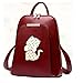 Produktbild Honeymall Damen sehr einfach modisch Katze mit Bogen PU Leder Rucksack Schultasche Daypacks Outdoor(Rot)