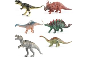 6PCS Dinosaur Figures Toys, Inspiring Kids Realistic Jurassic Dinosaurs, Tyrannosaurus Rex, Brontosaurus, Stegosaurus, Triceratops,Allosaurus, T-Rex Toy Dino World,Educational Figures, Great Gift