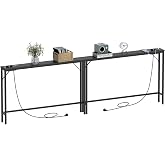 VEDECASA - Console Table, 15 cm with Charging Station, Industrial Design, Modern Side Table with Stable Steel Frame, for Livi